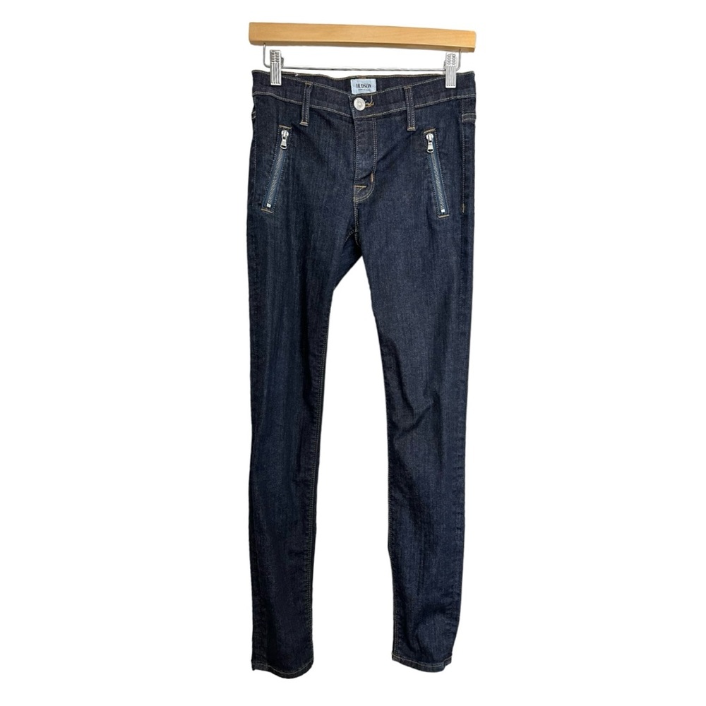 Hudson Charlotte Moto Super Skinny Jeans Dark Wash Style WM493DIF Size 26 - Picture 3 of 16